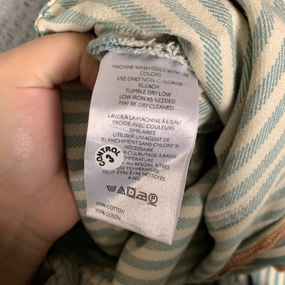 Free People We The Free Moxie Jeans Women's 29 Green Railroad Striped Low-Slung - Picture 8 of 12